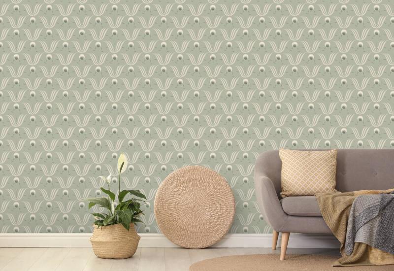 Floraison printanière Papier peint Seafoam Green