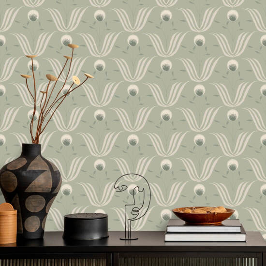 Lentebloei Seafoam Green Wallpaper