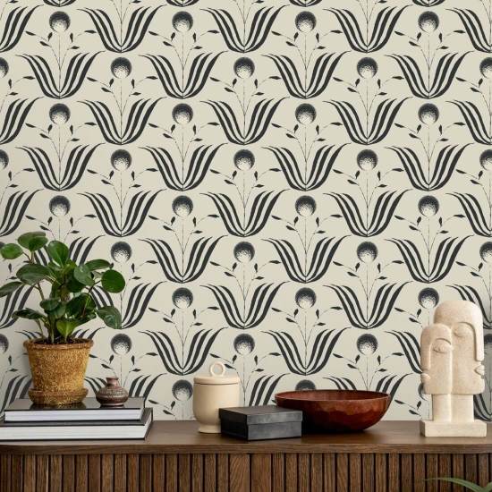 Spring Bloom Shell White Floral Wallpaper