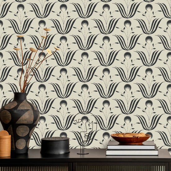 Spring Bloom Shell White Floral Wallpaper