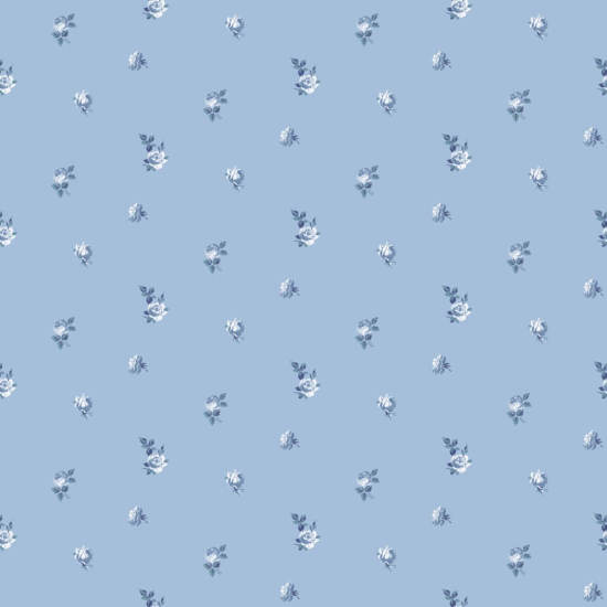 Miniatuurrozen Aangedreven blauw bloemenbehang