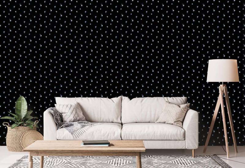 Miniature roser Porcelænsblå blomstertapet