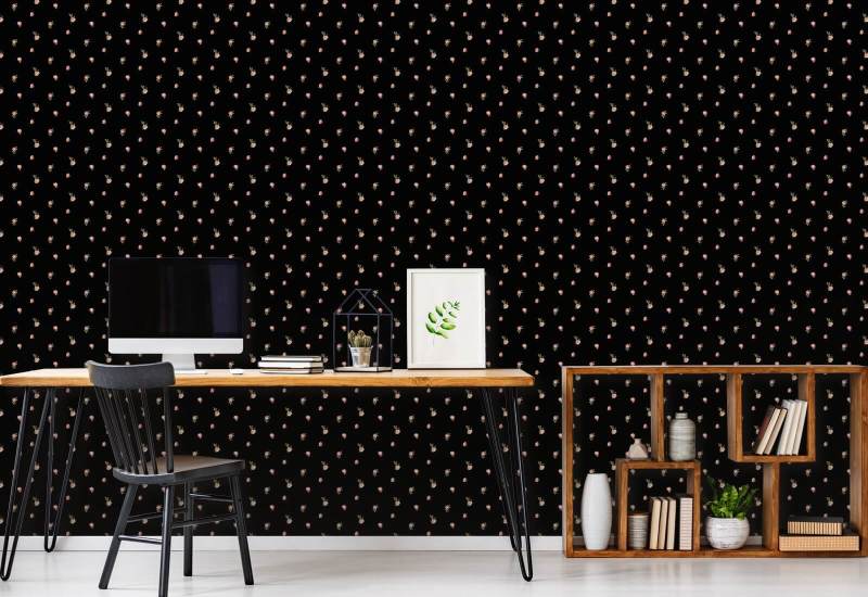 Miniature Roses Rouge Floral Wallpaper