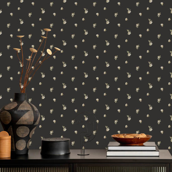 Miniatyrroser Soot Black Floral Bakgrunn