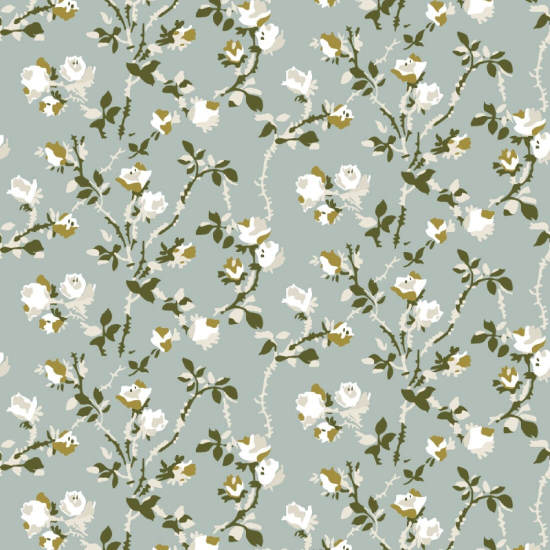 Espinas rosas Papel pintado floral azul ceniza