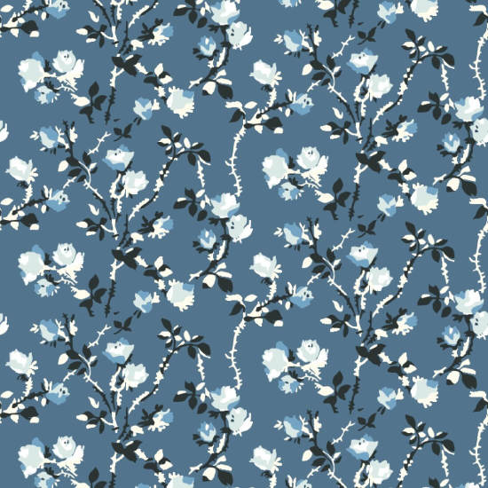 Rosendornen Blumentapete mit blauem Salz