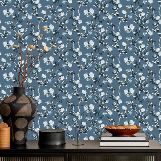 Rosetorne Blå Salt Floral Baggrund