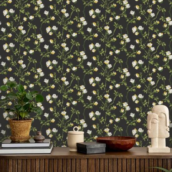 Rosetorner Soot Black Floral Bakgrunn