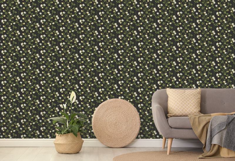 Rosetorner Soot Black Floral Bakgrunn