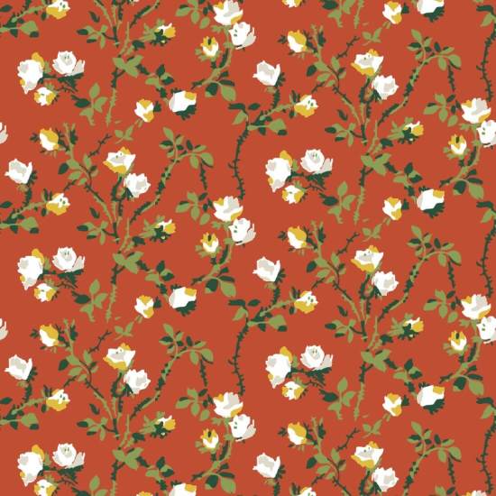 Épines de rose Papier peint Vermilliom Floral