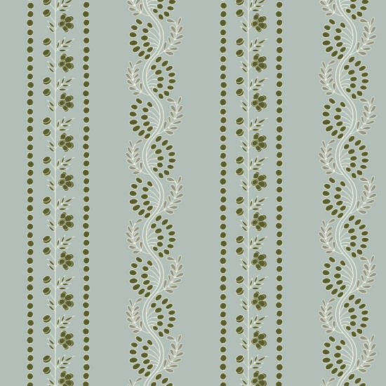 Striscia botanica Carta da parati floreale blu cenere