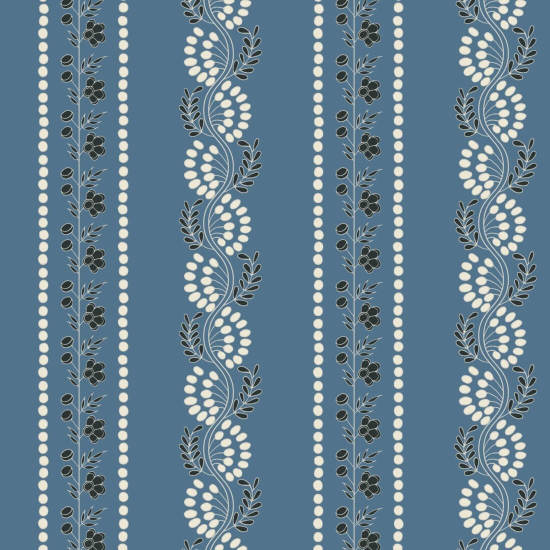 Striscia botanica Carta da parati floreale Blue Salt