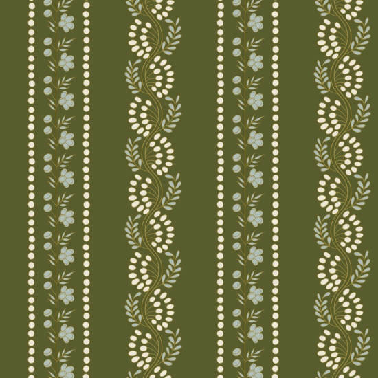 Listra botânica Papel de parede floral oliva