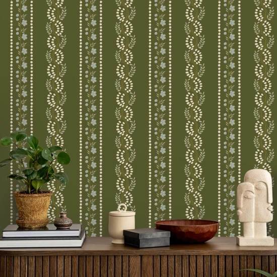 Botanisk rand Olive Floral Bakgrund