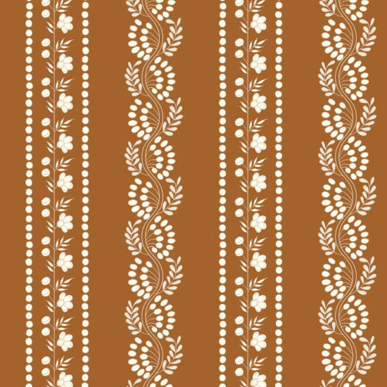 Botanisk stribe Terracotta Blomstertapet