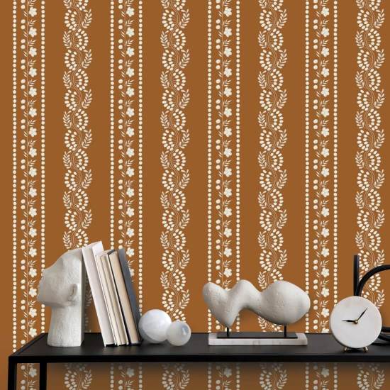 Listra botânica Papel de parede floral de terracota