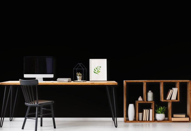Fleur Stamp Black Wallpaper