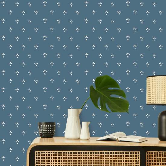 Fleur Papier peint Blue Salt
