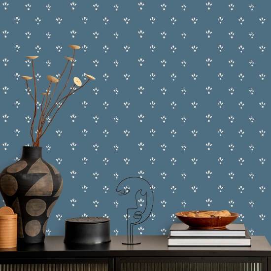 Fleur Papier peint Blue Salt