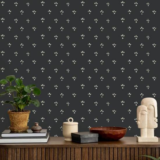 Fleur Soot Black Wallpaper