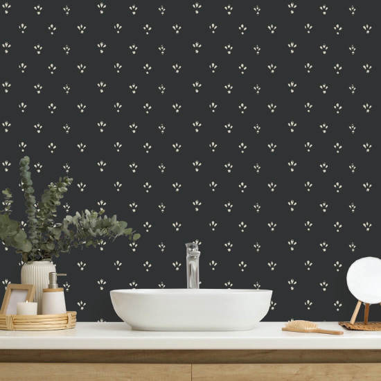 flor Papel de parede Soot Black