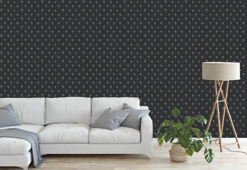 flor Papel de parede Soot Black