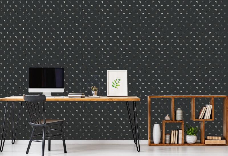 flor Papel de parede Soot Black
