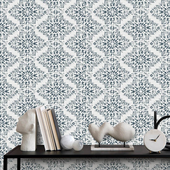 Timbre Damask Stone Blue Bakgrunn