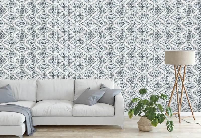 Timbre Damask Stone Blue Baggrund