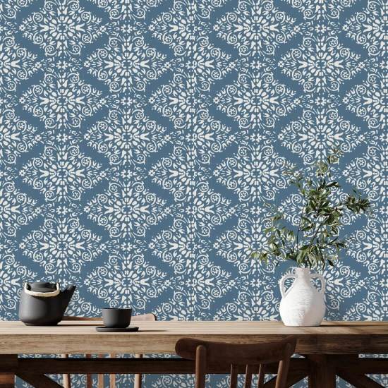 Timbre Damask Blå Salt Bakgrunn