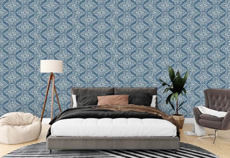 Timbre Damask Blue Salt Wallpaper