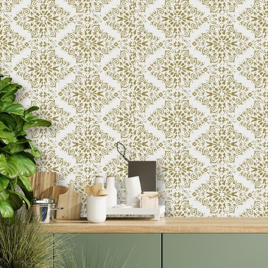 Timbre Damask Honey Wallpaper