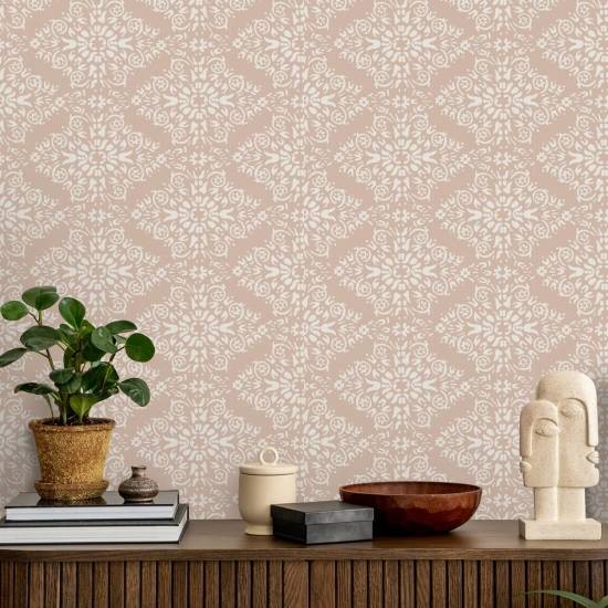 Timbre Damask Papier peint Dusty Peach