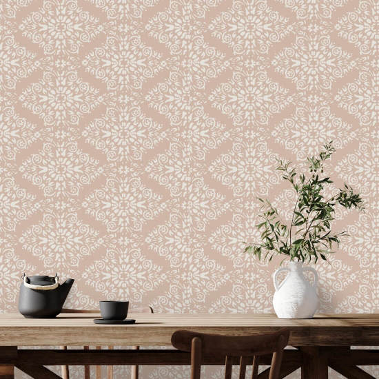 Timbre Damask Papier peint Dusty Peach