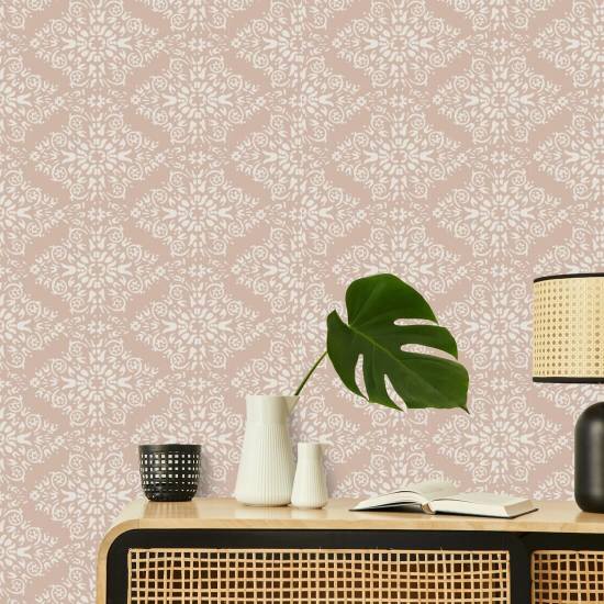 Timbre Damask Dusty Peach Bakgrunn