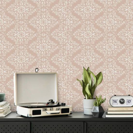 Timbro Damasco Carta da parati Dusty Peach