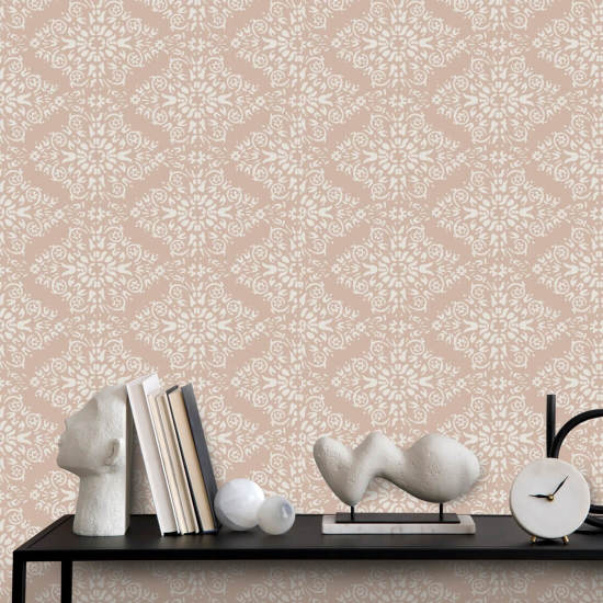 Timbre Damask Papel de parede Dusty Peach