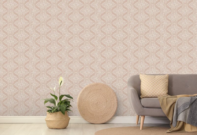 Timbre Damask Papier peint Dusty Peach