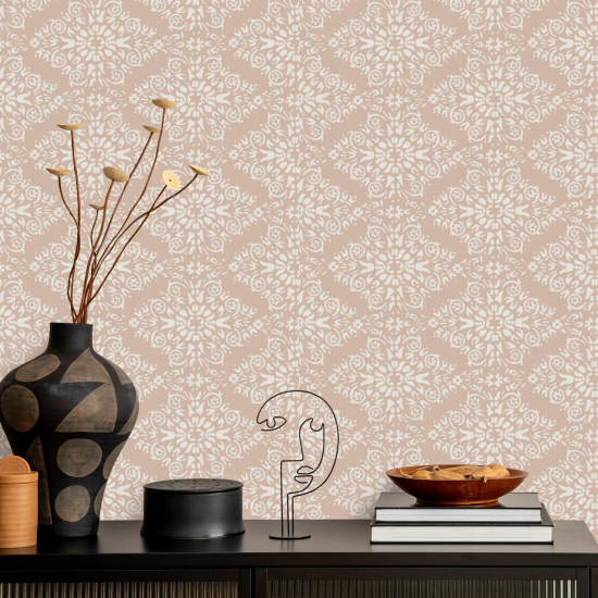 Timbre Damask Dusty Peach Wallpaper