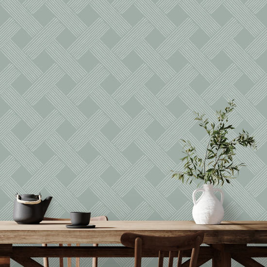 Lattice Weave Ash Blue Wallpaper