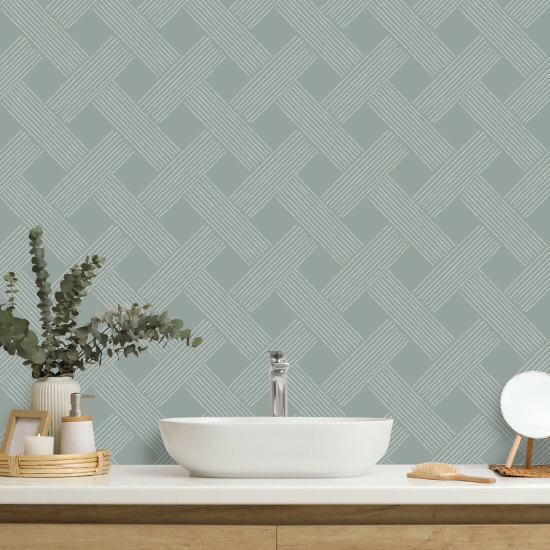 Lattice Weave Ash Blue Wallpaper