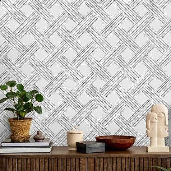 Lattice Weave Black &amp; White Wallpaper