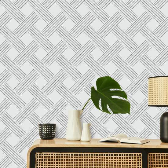 Lattice Weave Black & White Wallpaper