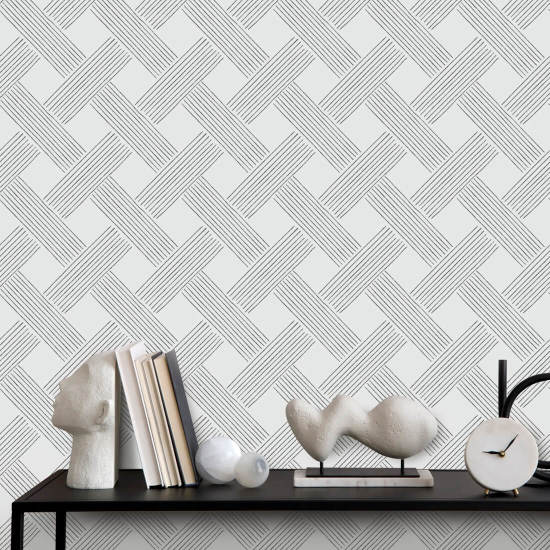 Lattice Weave Black &amp; White Wallpaper