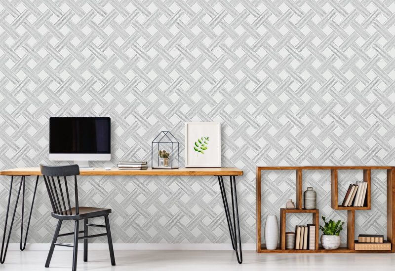 Lattice Weave Black & White Wallpaper