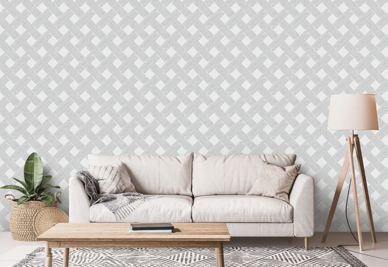 Lattice Weave Black & White Wallpaper