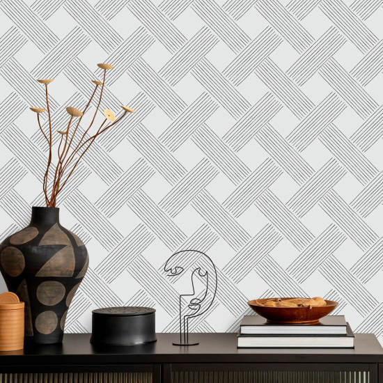 Tissage en treillis Papier peint noir et blanc