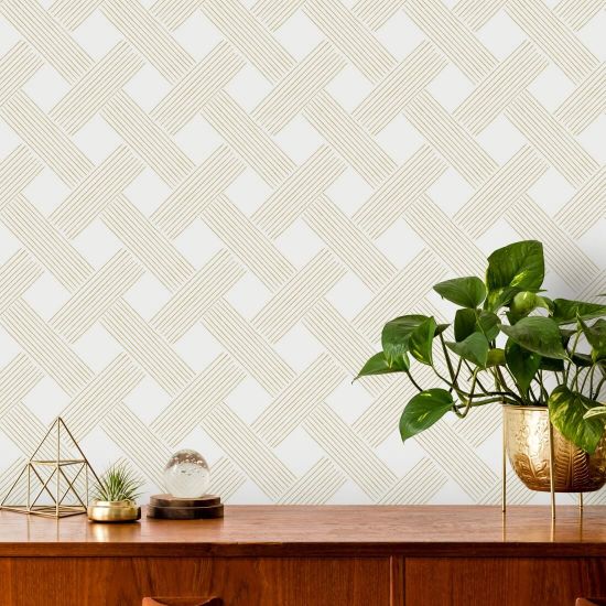 Lattice Weave Daffodil Wallpaper