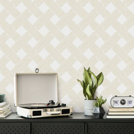 Lattice Weave Daffodil Wallpaper