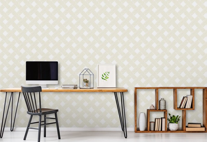 Lattice Weave Daffodil Wallpaper
